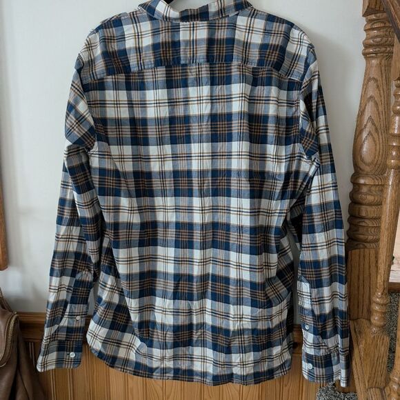 L.L. Bean Signature Mens Brown Navy Plaid Button Up Shirt Size Large - Picture 5 of 7